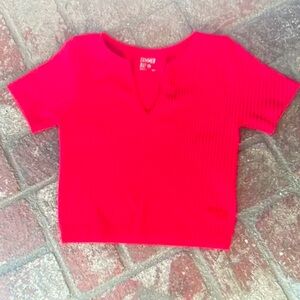 Women's Red Short Sleeve Top